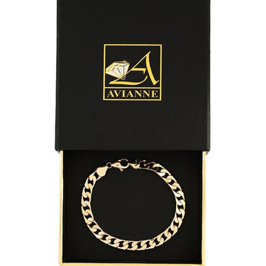 10K Rose Gold Square Curb Bracelet 7 mm